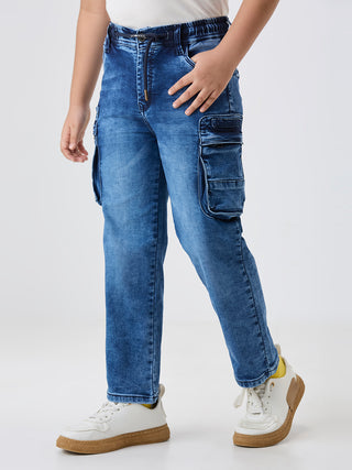 NAVY BLUE UTILITY CARGO PANTS (C 27X BLUE)