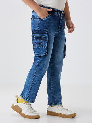 NAVY BLUE UTILITY CARGO PANTS (C 27X BLUE)