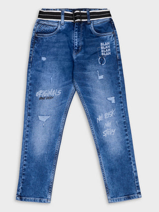 SMART DISTRESSED DENIM JEANS (RJ 1012) - Deep Wash | 7-14 Years